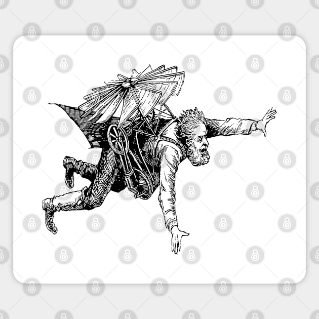 experimental flying machine, Man Flying in Air, Experimental Flying, Leonardo Flying Man, Vintage Man Flying Magnet by penandinkdesign@hotmail.com